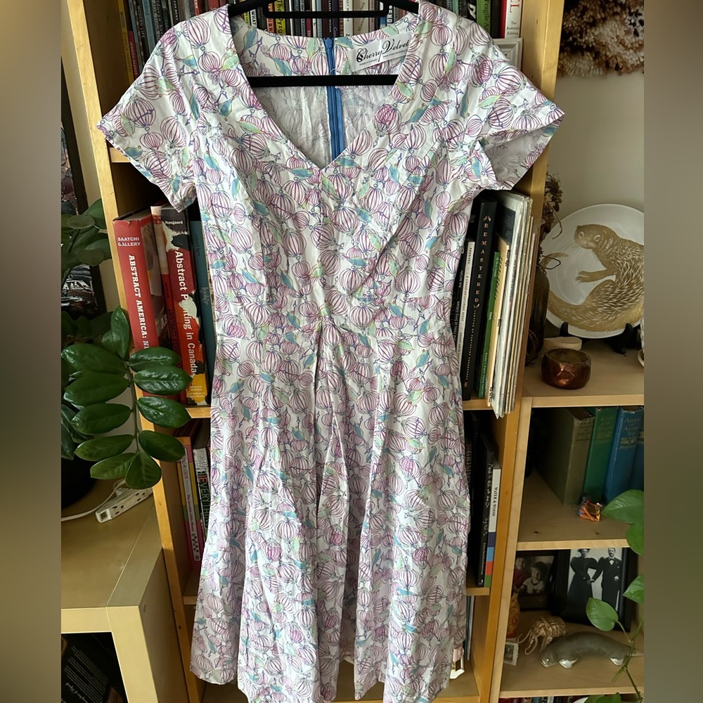 Cherry Velvet Birdcage Retro Style Dress